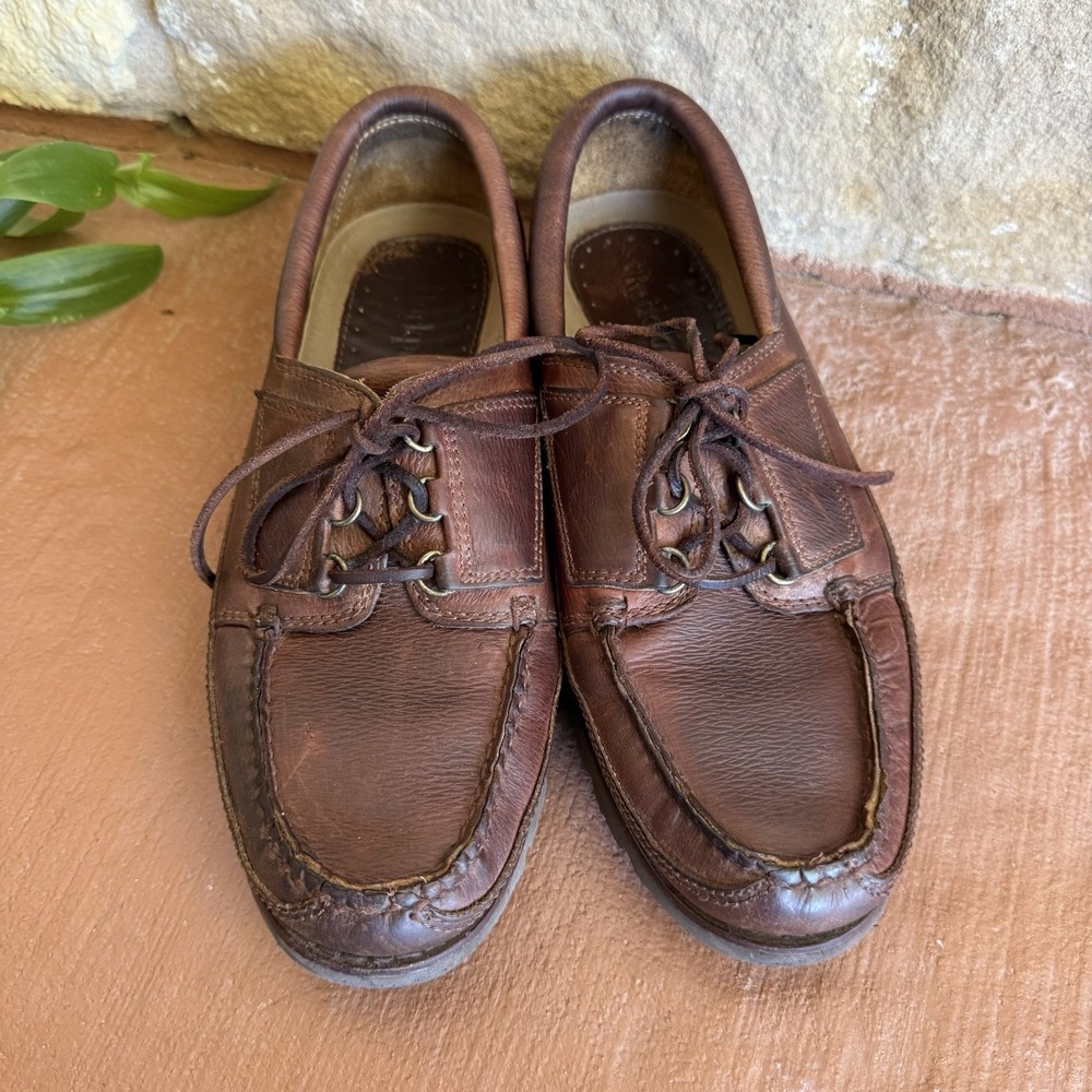 Rockport Lace Up Brown Leather Loafers Boat Deck‎ Shoes Men's Size 11